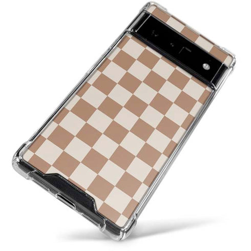 Neutral Checkered Google Pixel 6 Clear Case